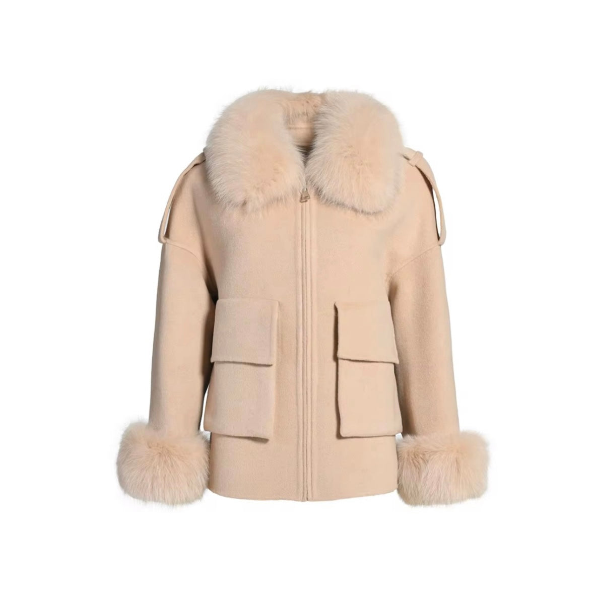Short Coat with Pockets - Beige Fox