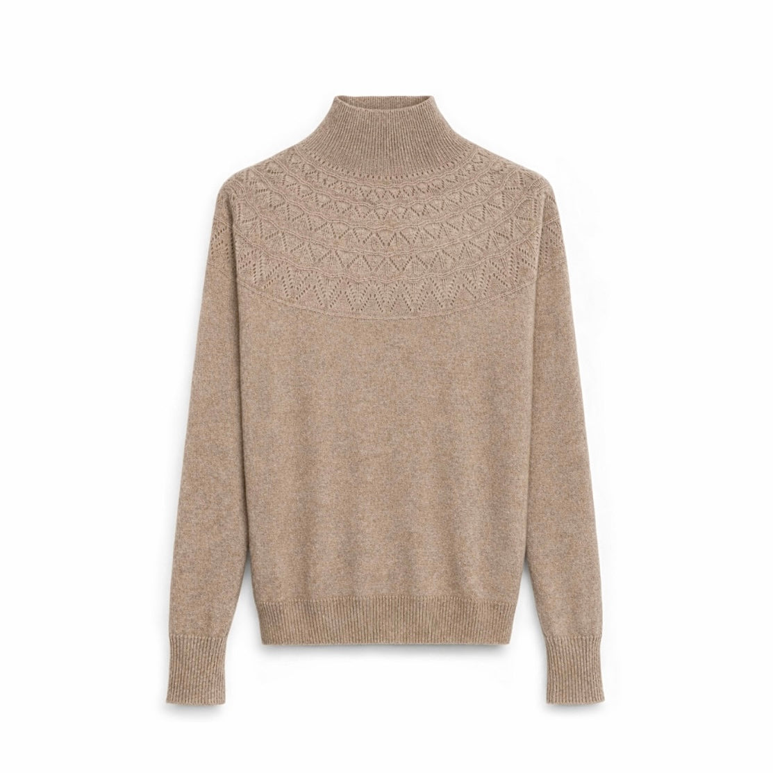 Pointelle Wool Jumper- Taupe