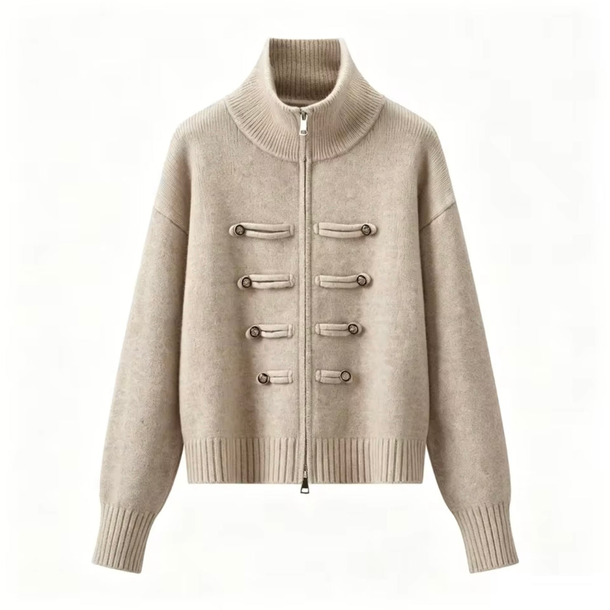 Corsica Zip Up Cardigan- Taupe