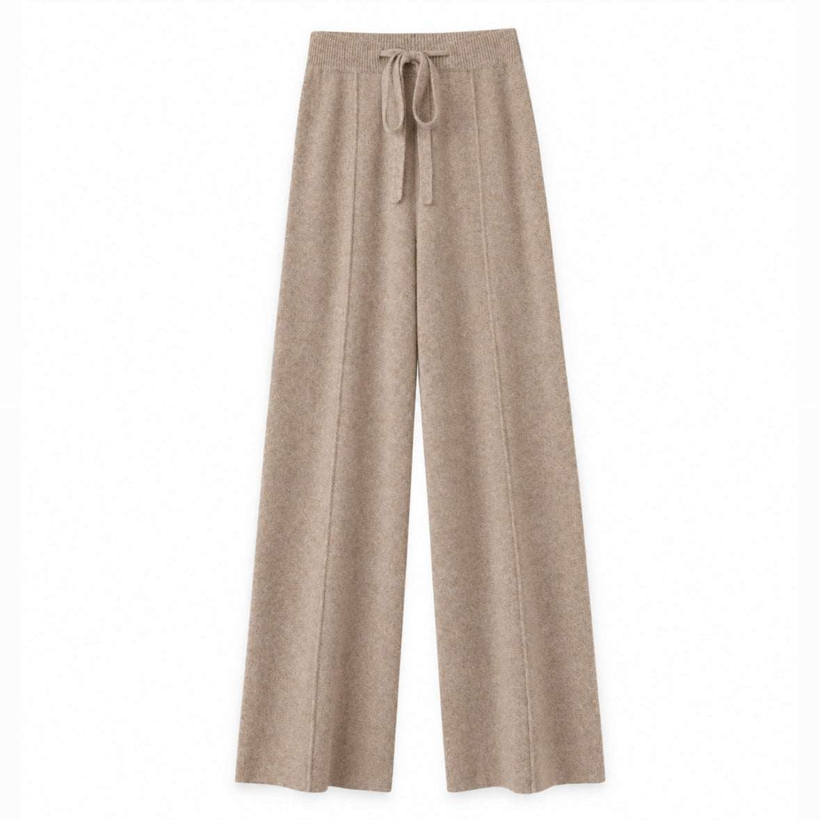Wool Straight Trousers- Taupe