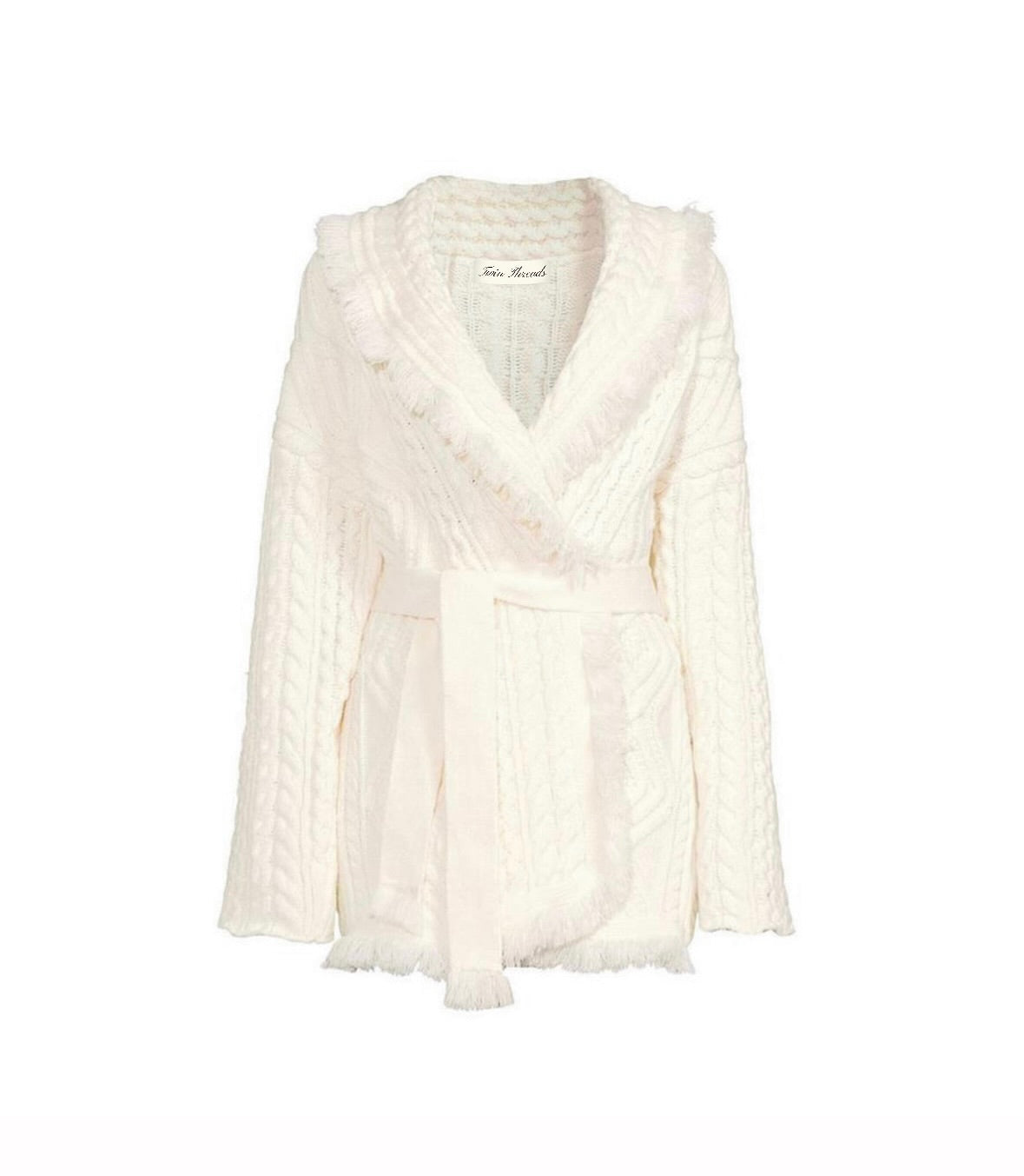 Cable-knit Wrap Cardigan - Ivory