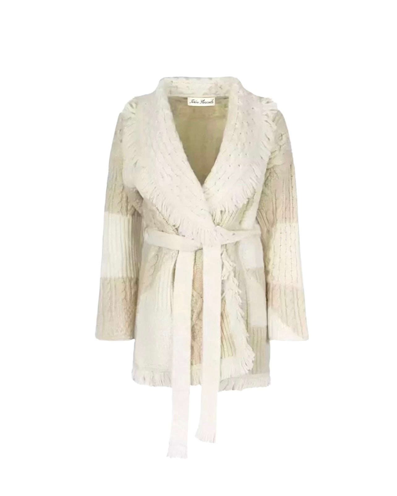 Cable-Knit Wrap Cardigan - Multi