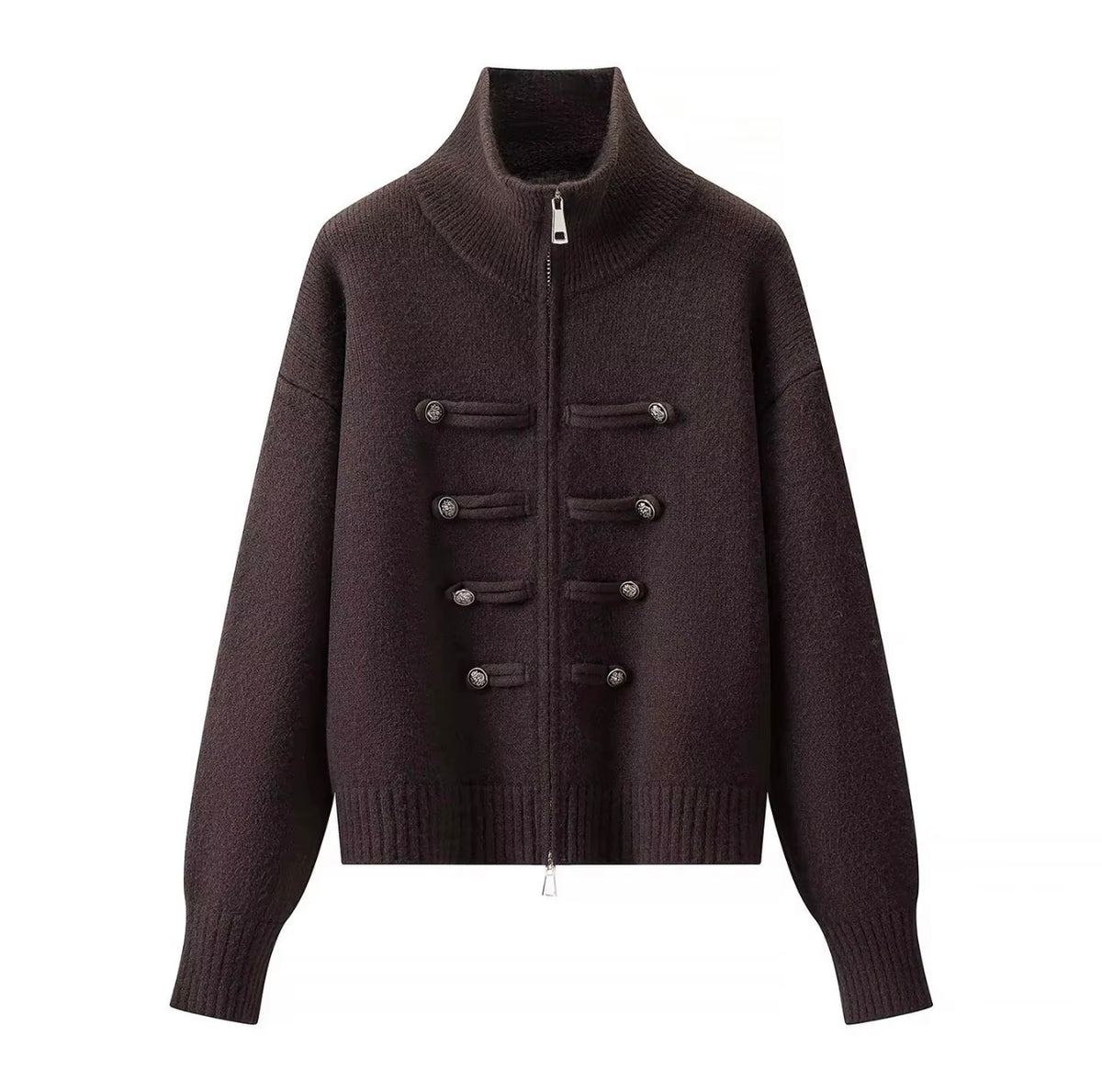 Corsica Zip Up Cardigan- Chocolate