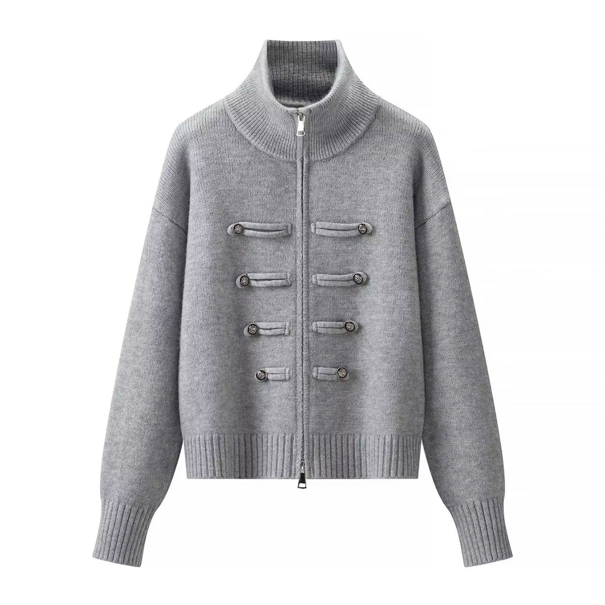 Corsica Zip Up Cardigan- Grey