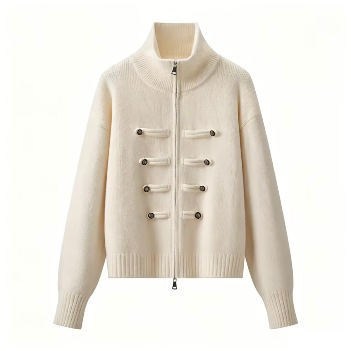 Corsica Zip Up Cardigan- Ivory