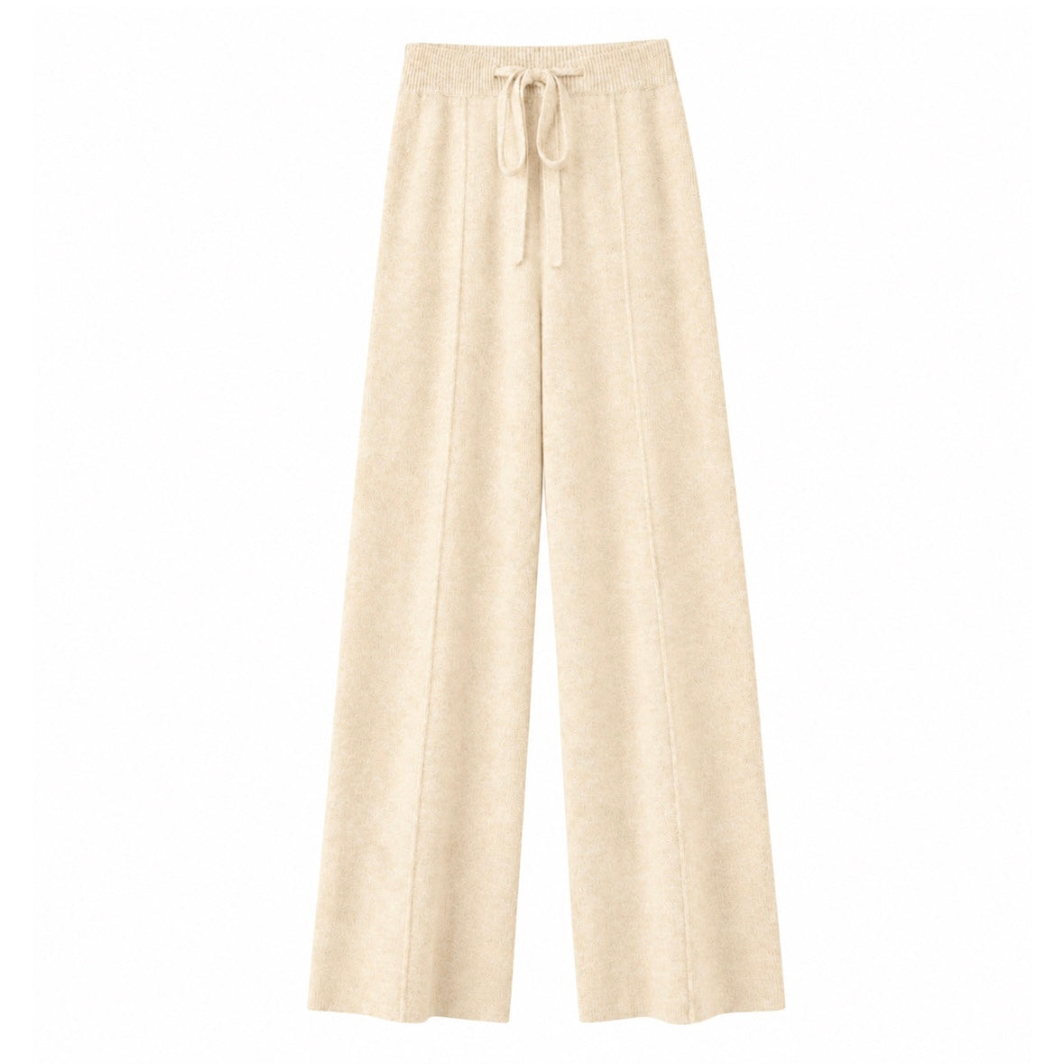 Wool Straight Trousers- Ivory